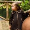 Picture of Foque Girls Petal Collar Wool Coat - Brown