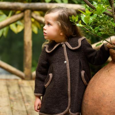 Picture of Foque Girls Petal Collar Wool Coat - Brown