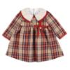 Picture of Foque Girls Check Dress With Knitted Collar - Brown Beige