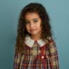 Picture of Foque Girls Check Dress With Knitted Collar - Brown Beige