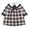Picture of Foque Girls Check Dress With Contrasting Collar - Brown Beige Black