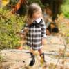 Picture of Foque Girls Check Dress With Contrasting Collar - Brown Beige Black
