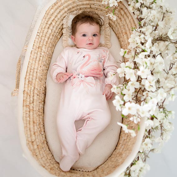 Sofija Baby Irmina Collection Babygrow With Collar Hat & Swaddle Set X 3 - Pink