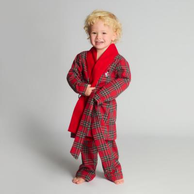 Picture of Beau KiD Boys Tartan Pyjamas & Dressing Gown Set X 3 - Red