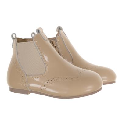 Picture of Beau KiD Easy On Chelsea Boot With Inside Zip - Beige Patent Leather