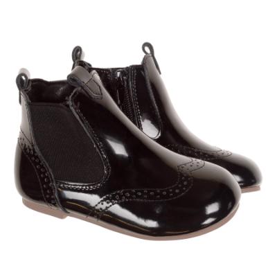 Picture of Beau KiD Easy On Chelsea Boot With Inside Zip - Black Patent Leather