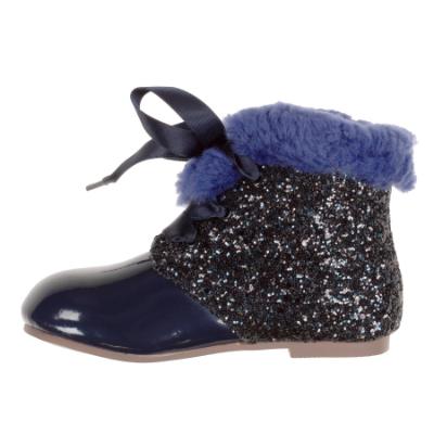 Picture of Beau KiD Sophie Glitter & Patent Ankle Boot - Navy Patent Leather