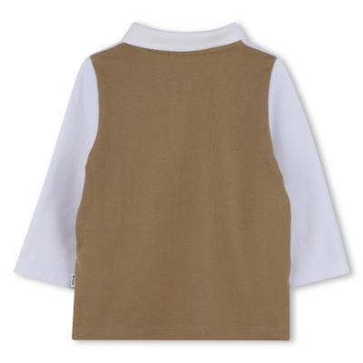 Picture of BOSS Toddler Boys Long Sleeve Two Tone Polo Top - White Cookie Beige