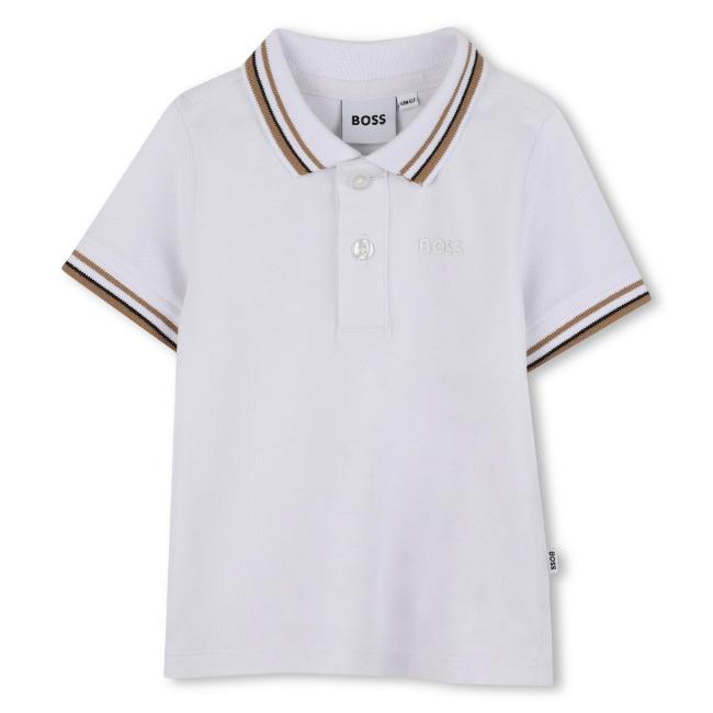 Picture of BOSS Toddler Boys Short Sleeve Polo Top - White Iconic Stripes