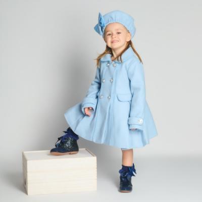 Picture of Beau KiD Girls Traditional Coat & Hat Set With Large Bow X 2 - Sky Blue