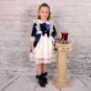 Picture of Beau KiD Girls Velvet & Lace Dress - Ivory Navy