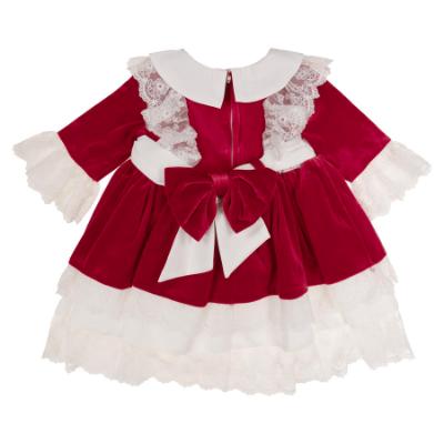 Picture of Beau KiD Girls Velvet & Lace Dress - Ivory Red