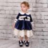 Picture of Beau KiD Girls Ruffle Velvet Dress & Bonnet Set X 2 - Navy Ivory