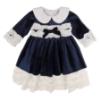 Picture of Beau KiD Girls Ruffle Velvet Dress & Bonnet Set X 2 - Navy Ivory