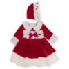 Picture of Beau KiD Girls Ruffle Velvet Dress & Bonnet Set X 2 - Red Ivory