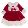 Picture of Beau KiD Girls Ruffle Velvet Dress & Bonnet Set X 2 - Red Ivory
