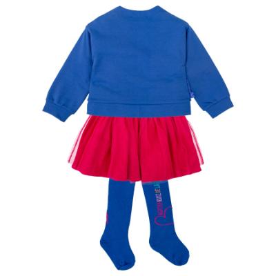 Picture of Agatha Ruiz De La Prada Winter Collection Girls Bow Sweater Skirt & Tights Set X 3 - Blue Fuchsia Multi