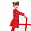 Picture of Agatha Ruiz De La Prada Winter Collection Girls Heart Sweater Skirt & Tights Set X 3 - Red