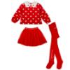 Picture of Agatha Ruiz De La Prada Winter Collection Girls Heart Sweater Skirt & Tights Set X 3 - Red