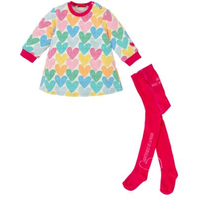 Picture of Agatha Ruiz De La Prada Winter Collection Girls Sweater Dress & Tights Set X 2 - Fuchsia Multi