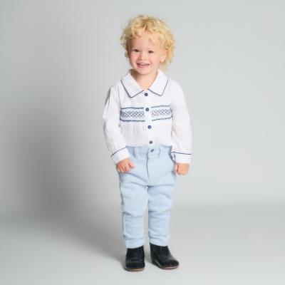 Picture of Beau KiD Boys Smock Shirt & Herringbone Trousers Set X 2 -  Pale Blue