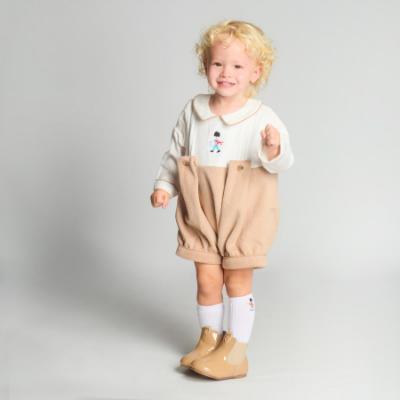 Picture of Beau KiD Boys  Embroidered Soldier Herringbone Romper - Camel