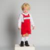 Picture of Beau KiD Boys  Smocked Soldiers Herringbone Dungaree & Shirt Set X 2 - Winter Red