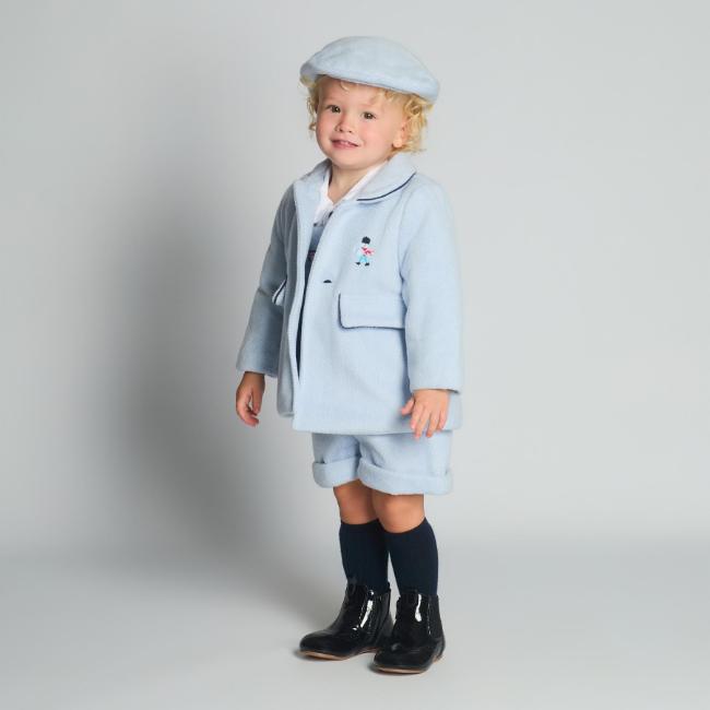 Picture of Beau KiD Boys Soldier Herringbone Jacket & Cap Set X 2 - Pale Blue