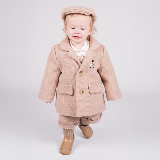Picture of Beau KiD Boys Soldier Herringbone Jacket & Cap Set X 2 - Camel