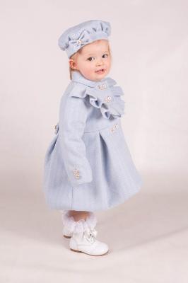 Picture of Beau KiD Girls Ruffle Herringbone Jacket & Beret Set X 2 - Pale Blue