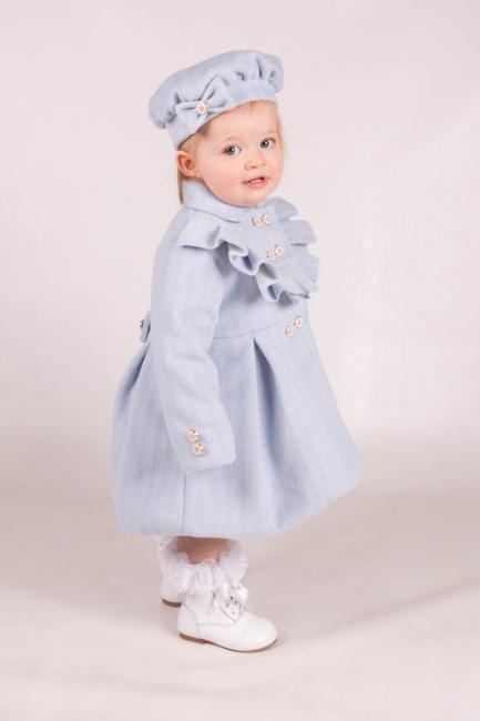 Picture of Beau KiD Girls Ruffle Herringbone Jacket & Beret Set X 2 - Pale Blue