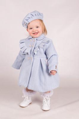 Picture of Beau KiD Girls Ruffle Herringbone Jacket & Beret Set X 2 - Pale Blue