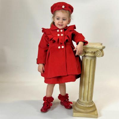Picture of Beau KiD Girls Ruffle Herringbone Jacket & Beret Set X 2 - Winter Red