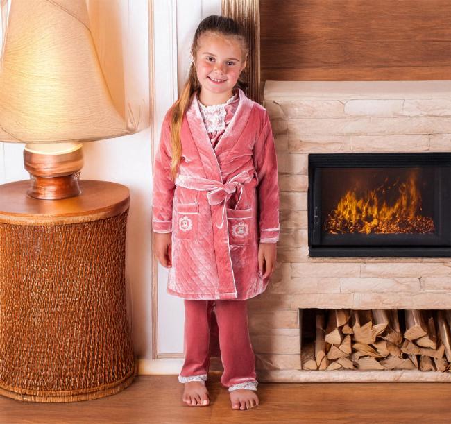 Picture of Beau KiD Girls Pyjamas & Dressing Gown Set X 3 - Dusky Pink