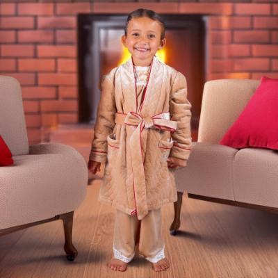 Picture of Beau KiD Girls Pyjamas & Dressing Gown Set X 3 - Gold