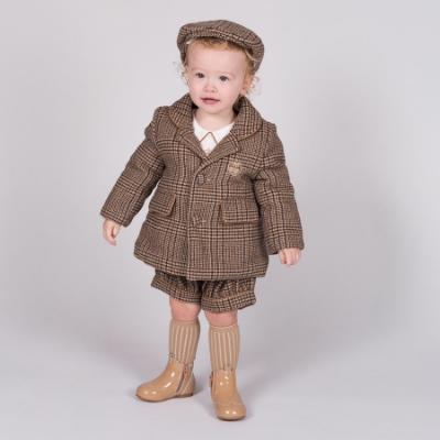 Picture of Beau KiD Boys Teddy Check Jacket & Cap Set X 2 - Brown Beige