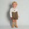 Picture of Beau KiD Boys  Embroidered Teddy Check Romper - Brown Beige
