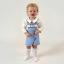 Picture of Beau KiD Boys  Smocked Soldiers Check Dungaree & Shirt Set X 2 - Ivory Blue