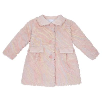 Picture of Deolinda Chic Girls Faux Fur & Velour Coat - Pink Multi