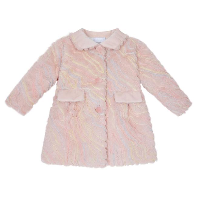 Picture of Deolinda Chic Girls Faux Fur & Velour Coat - Pink Multi