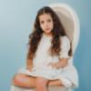 Picture of Deolinda Chic Girls Tweed & Pearl Puff Sleeve Empire Dress - Ivory Gold