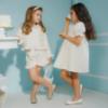 Picture of Deolinda Chic Girls Tweed & Pearl Top Shorts Jacket Set X 3 - Ivory Gold