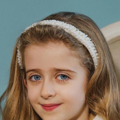 Picture of Deolinda Chic Girls Tweed & Pearl Headband - Ivory Gold