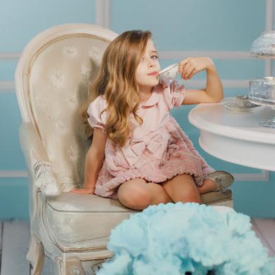 Picture of Deolinda Chic Girls Faux Fur & Velour Puffball Dress - Pink Multi
