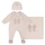 Picture of Deolinda Chic Baby Girls Faux Fur Bow Blanket Sleepsuit & Hat Set X 3 - Pink Multi