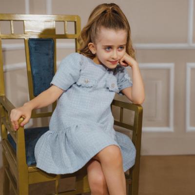Picture of Deolinda Chic Girls Drop Waist  Tweed Dress - Blue