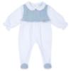 Picture of Deolinda Chic Baby Girls Tweed Panel Blanket Sleepsuit & Hat Set X 3 - Blue