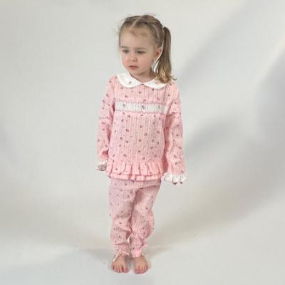 Picture of Beau KiD Girls Smocked Strawberry Pyjamas Set X 2 -  Ivory Pink