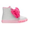 Picture of Lelli Kelly Rue Big Velour Bow Mid Boot With Inside Zip - Metallic Silver Glitter