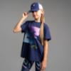 Picture of Bonini by A* Dee Dynamic Oversized Logo T-shirt - Blue Navy